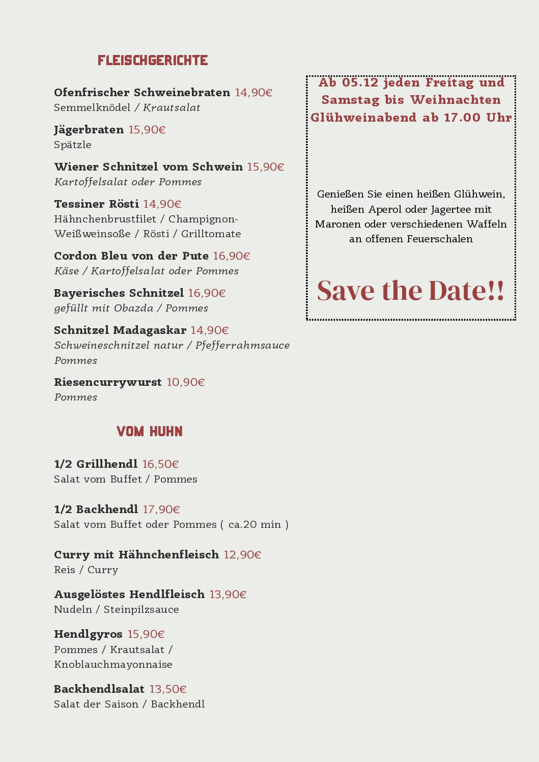 Speisekarte Seite 2